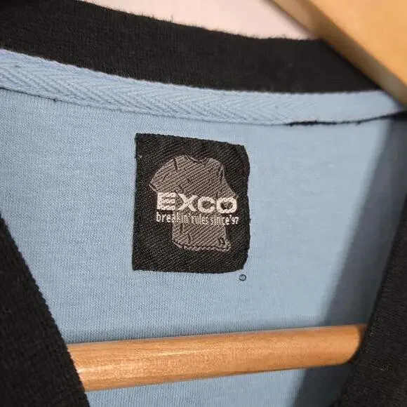 Vintage Exco T Shirt Men's Medium Racing Black Blue Tee Y2K - Picture 3 of 9